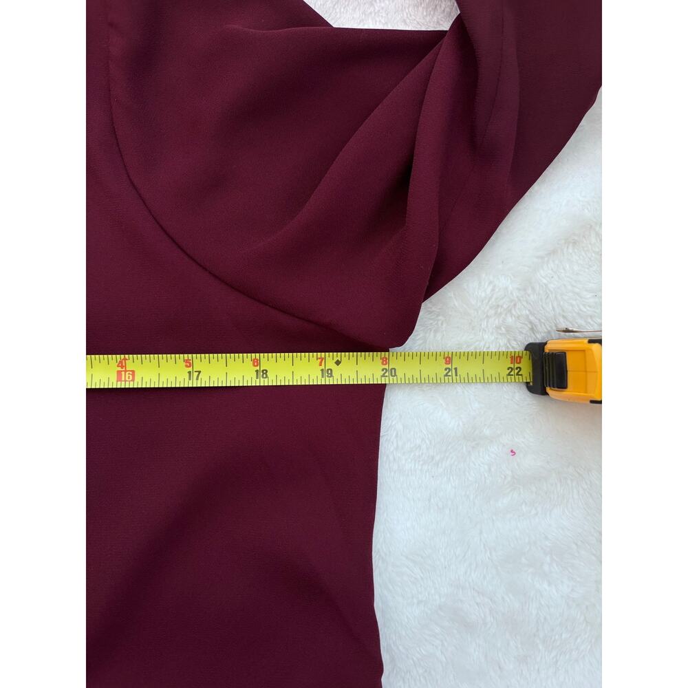 White House Black Market Maroon Long Sleeve‎ Layered Hem Blouse Top Size-2 - Picture 11 of 11